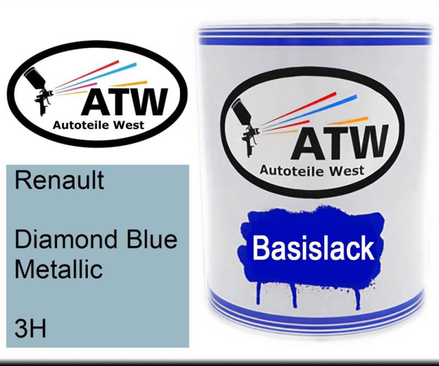 Renault, Diamond Blue Metallic, 3H: 1L Lackdose, von ATW Autoteile West.